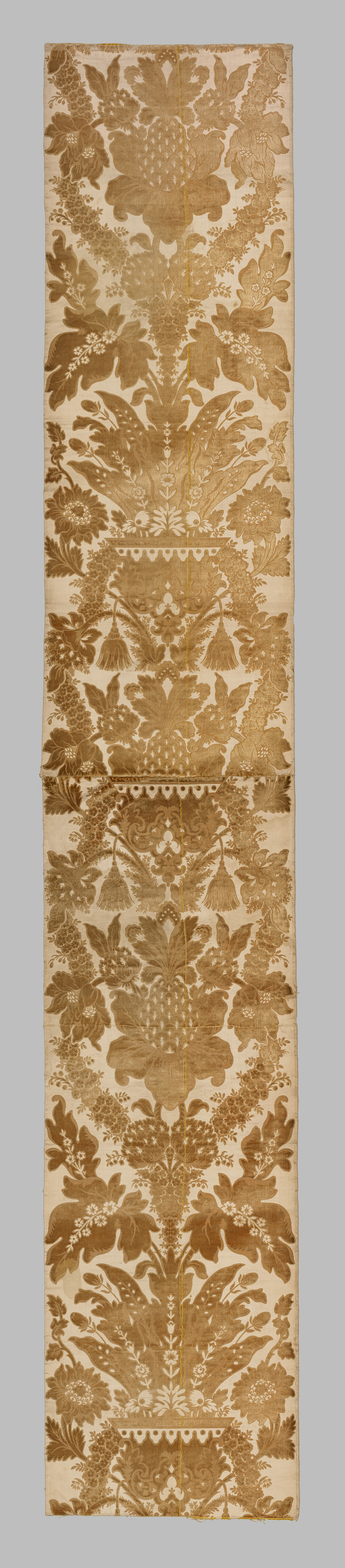 Antique Golden Floral Textile Panel