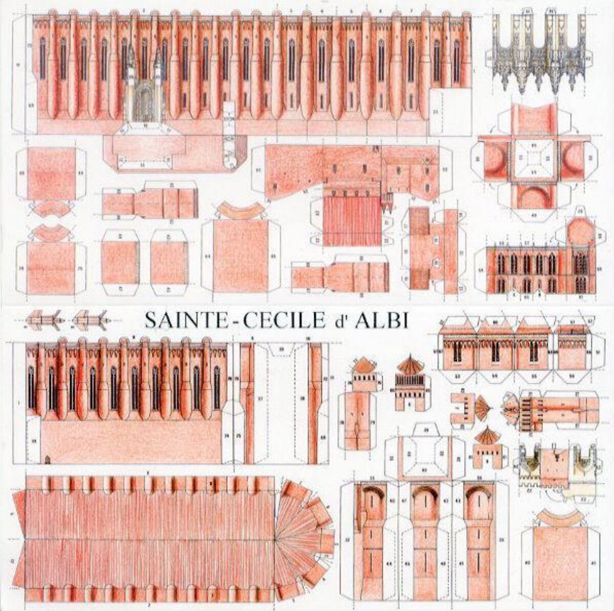 Sainte-Cecile d'Albi Paper Model Template