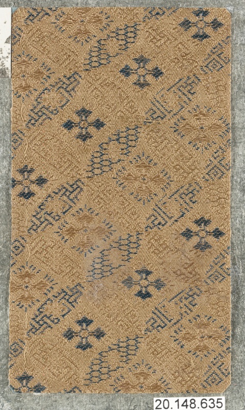 Antique Blue and Gold Woven Textile Sample