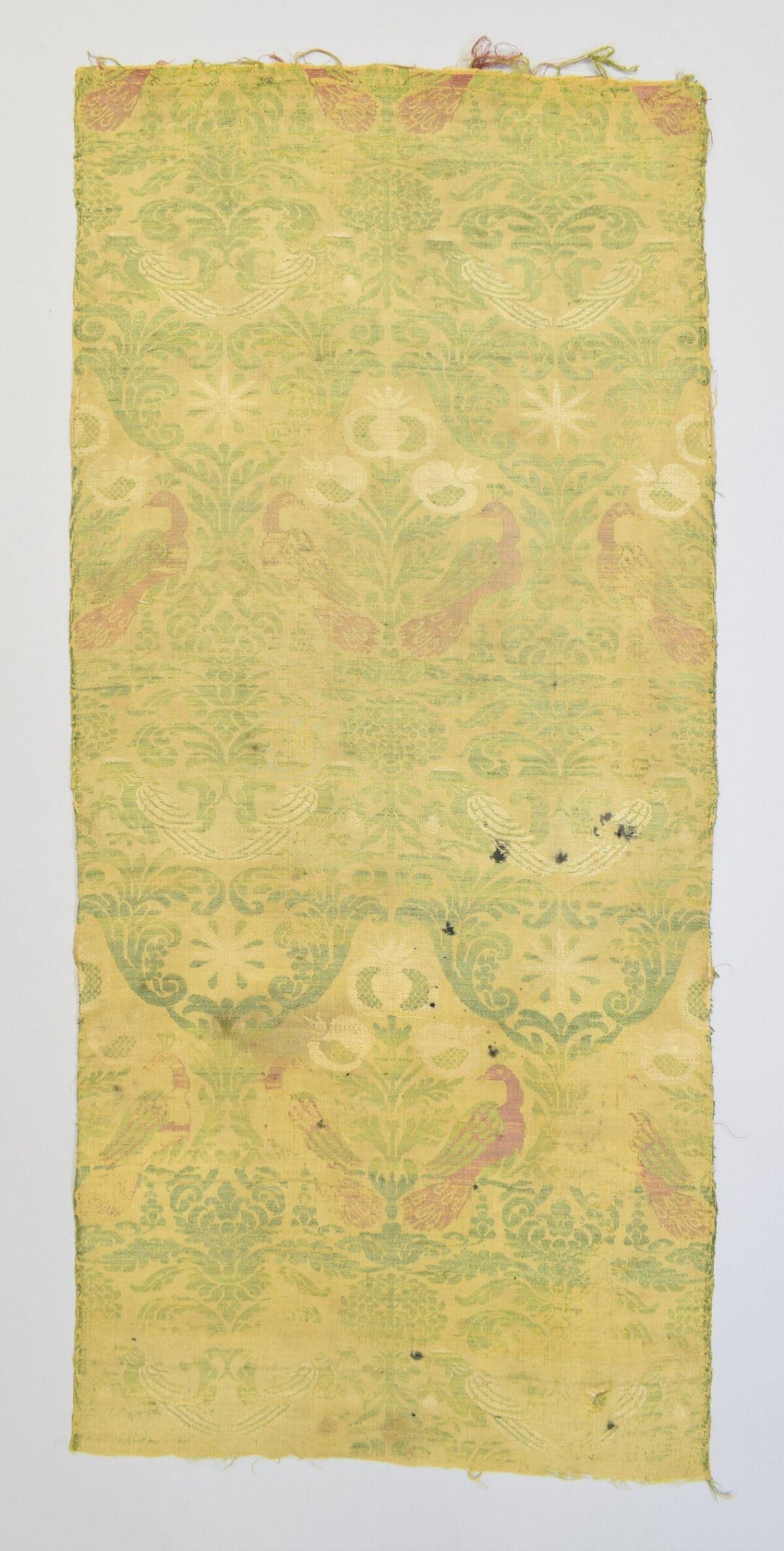 Antique Peacock Pattern Textile Fragment
