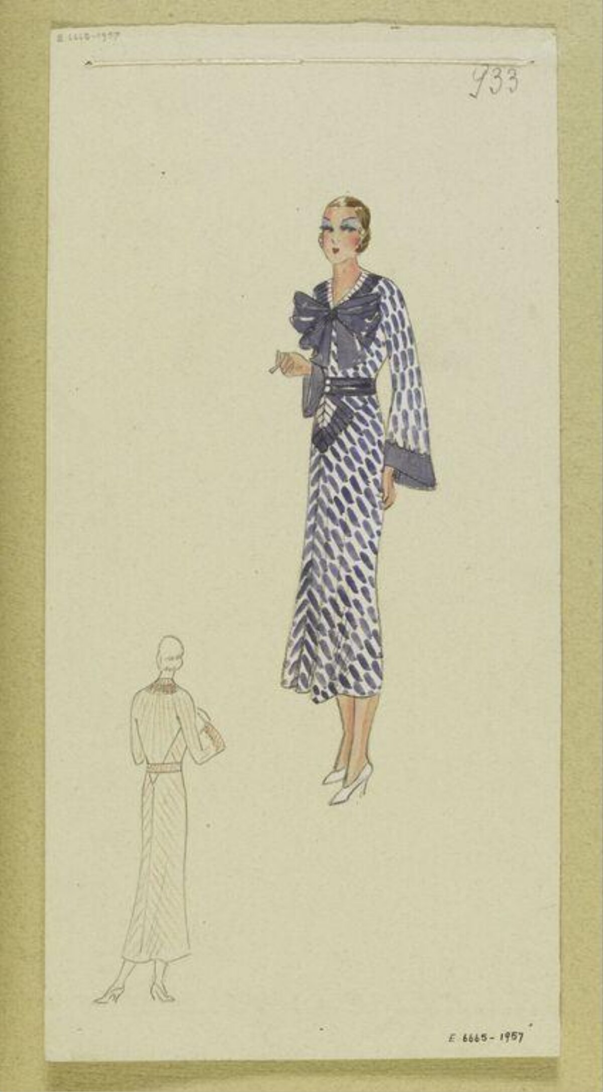 Vintage Dress Fashion Design Sketch
