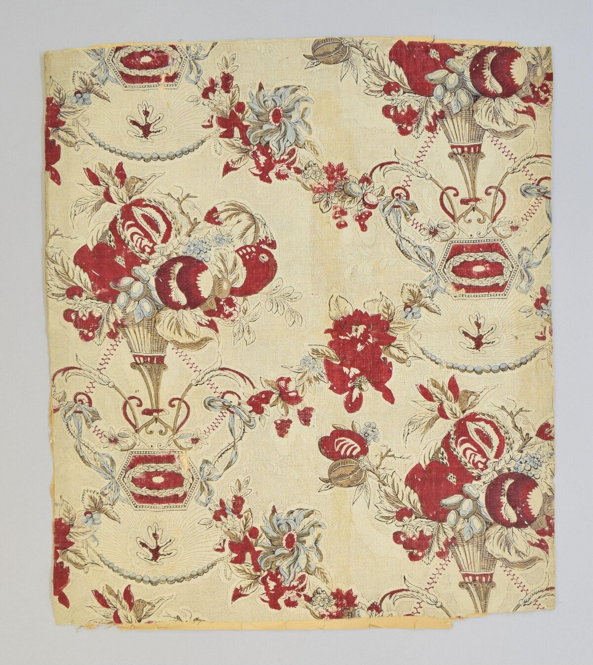Antique Floral Printed Textile Fragment
