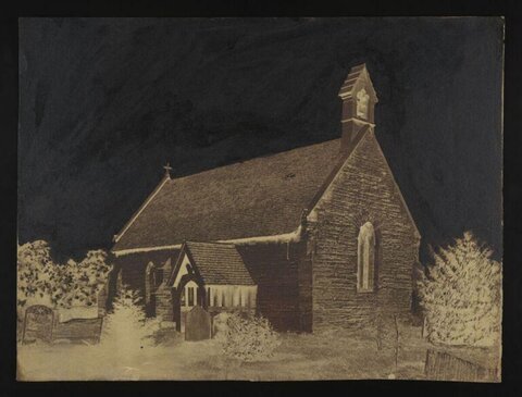 Snowy Country Chapel at Night