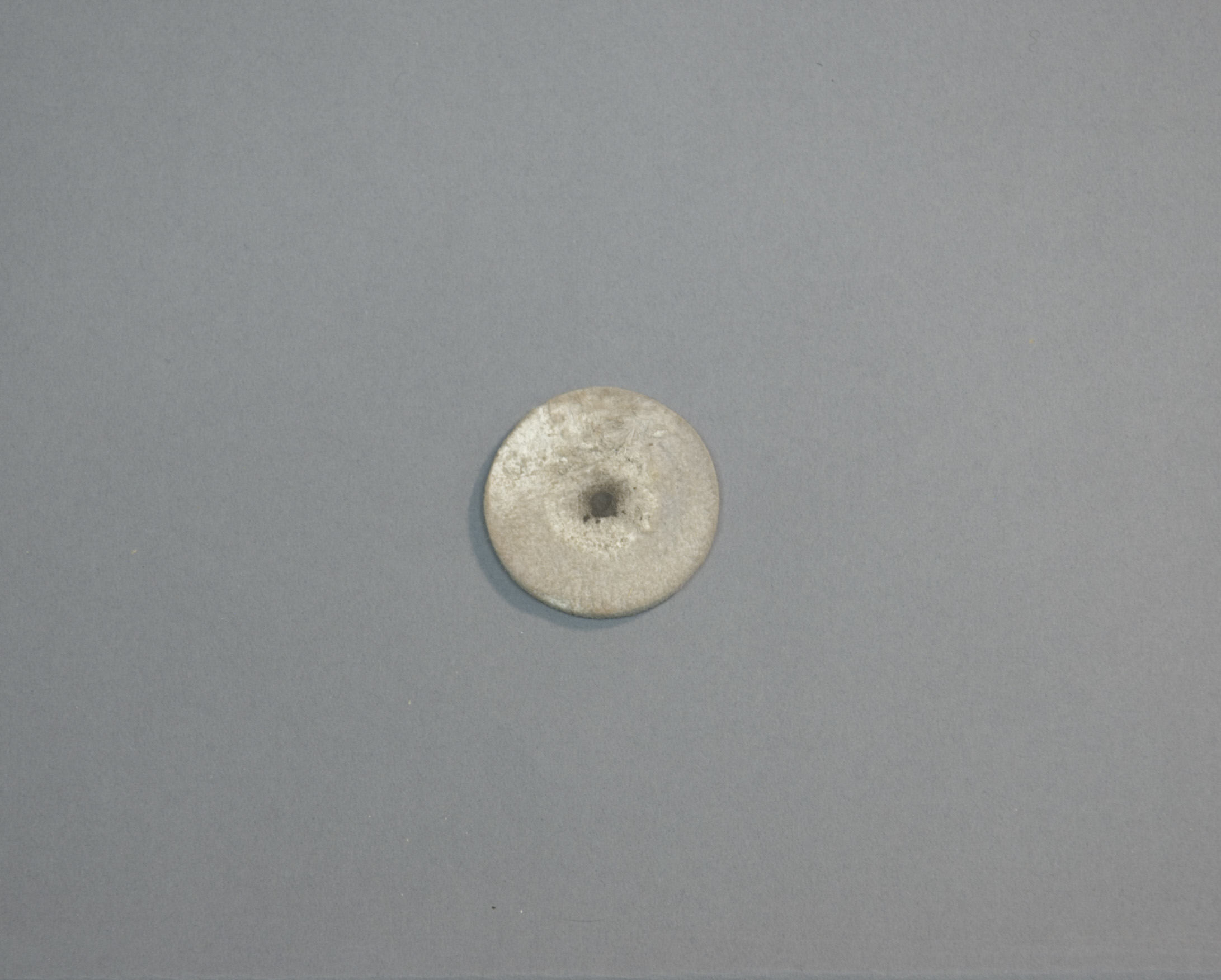 Round Metal Disc On Gray Background