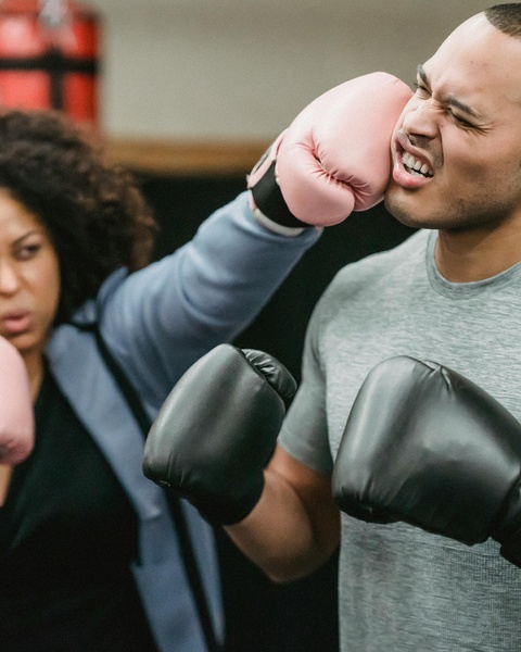 Boxing Sparring Session In Gym