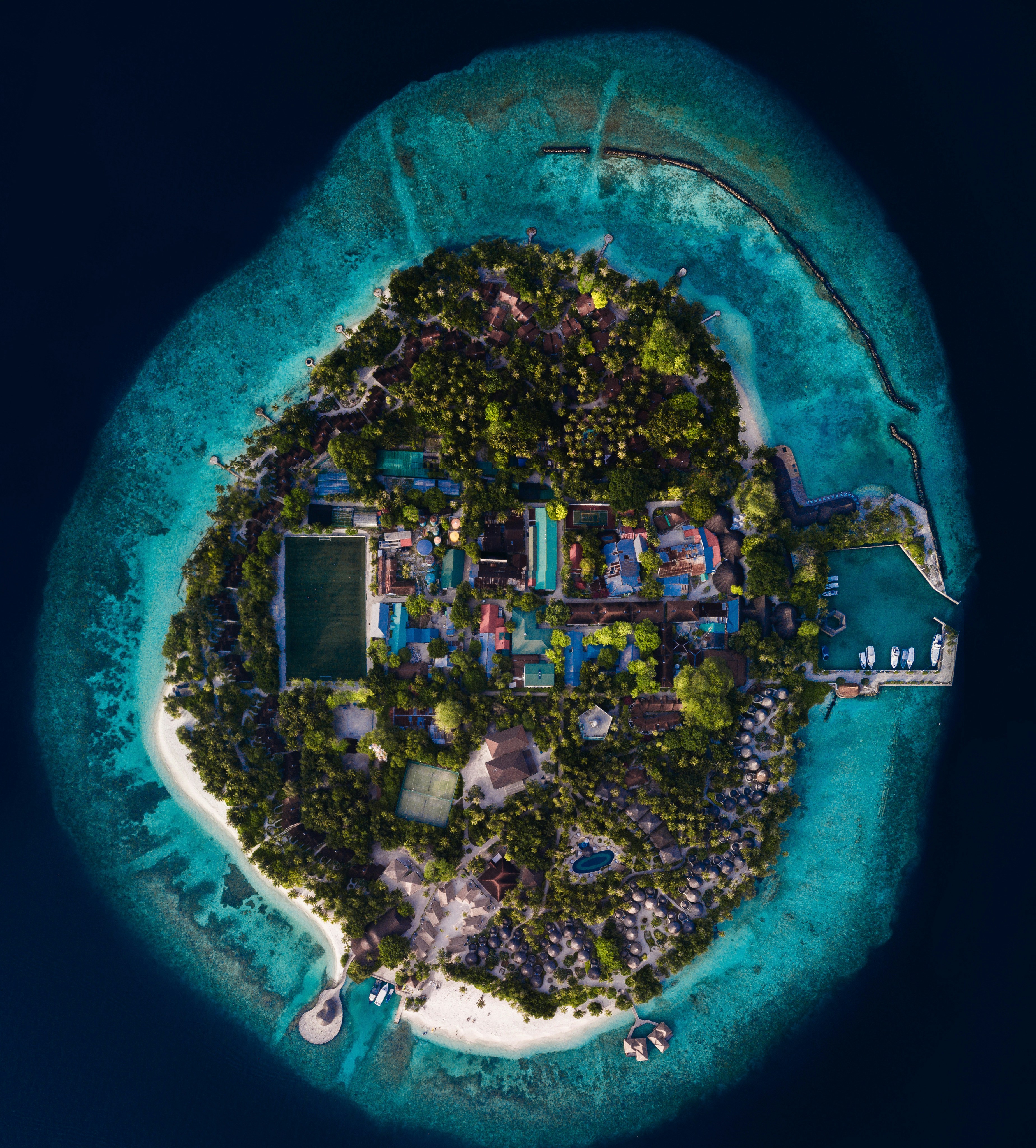 Aerial View of Maldives Resort Island