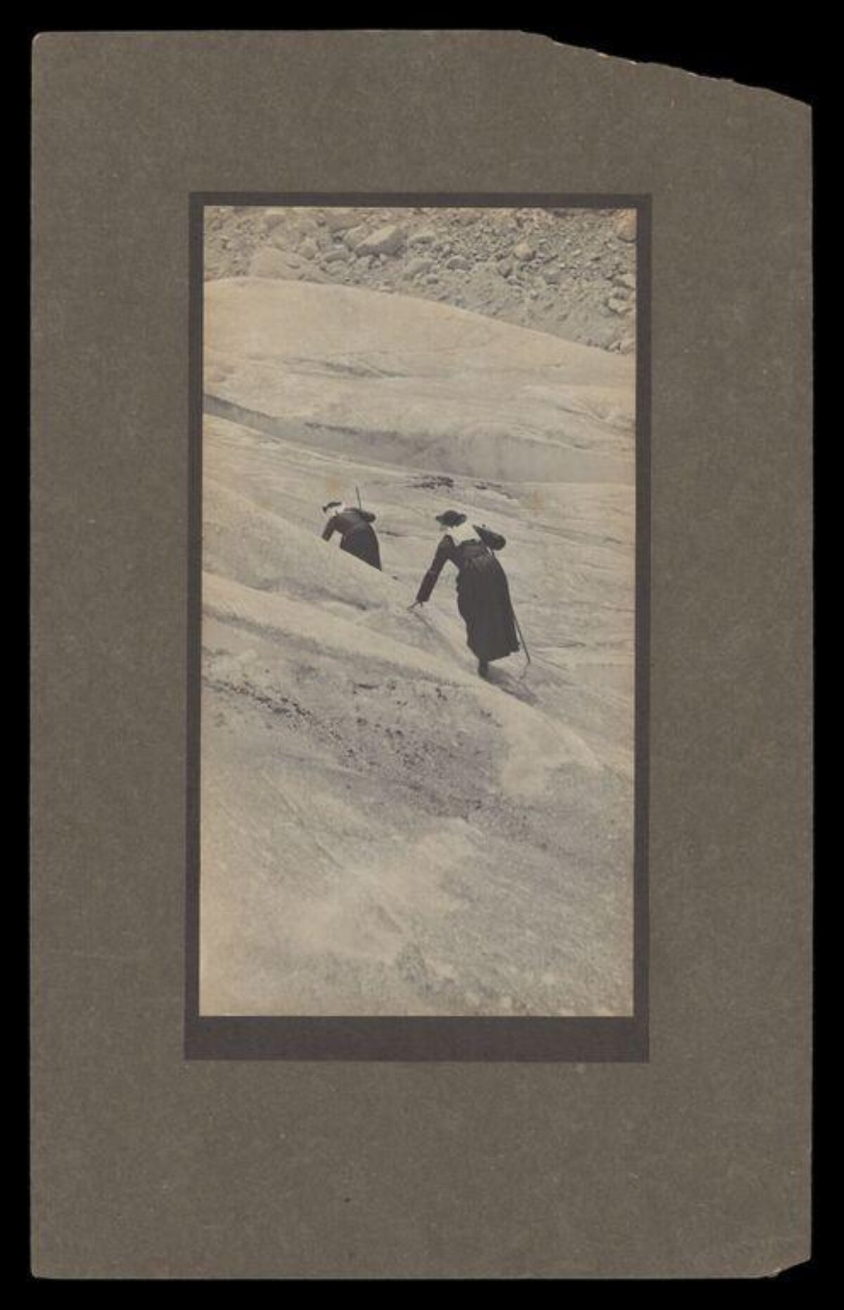 Two Climbers Ascending a Glacier