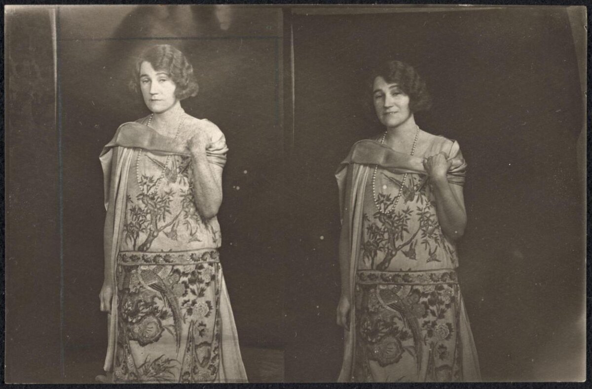 Vintage Diptych Portrait of Same Woman