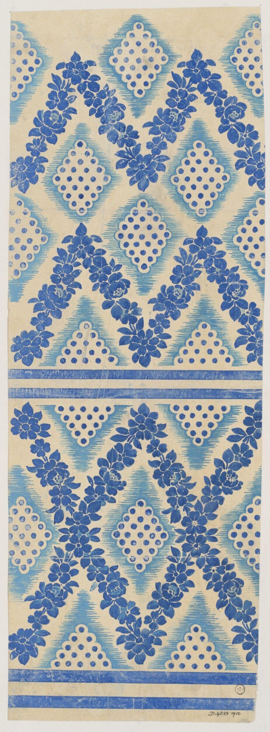 Blue Floral Vintage Textile Pattern