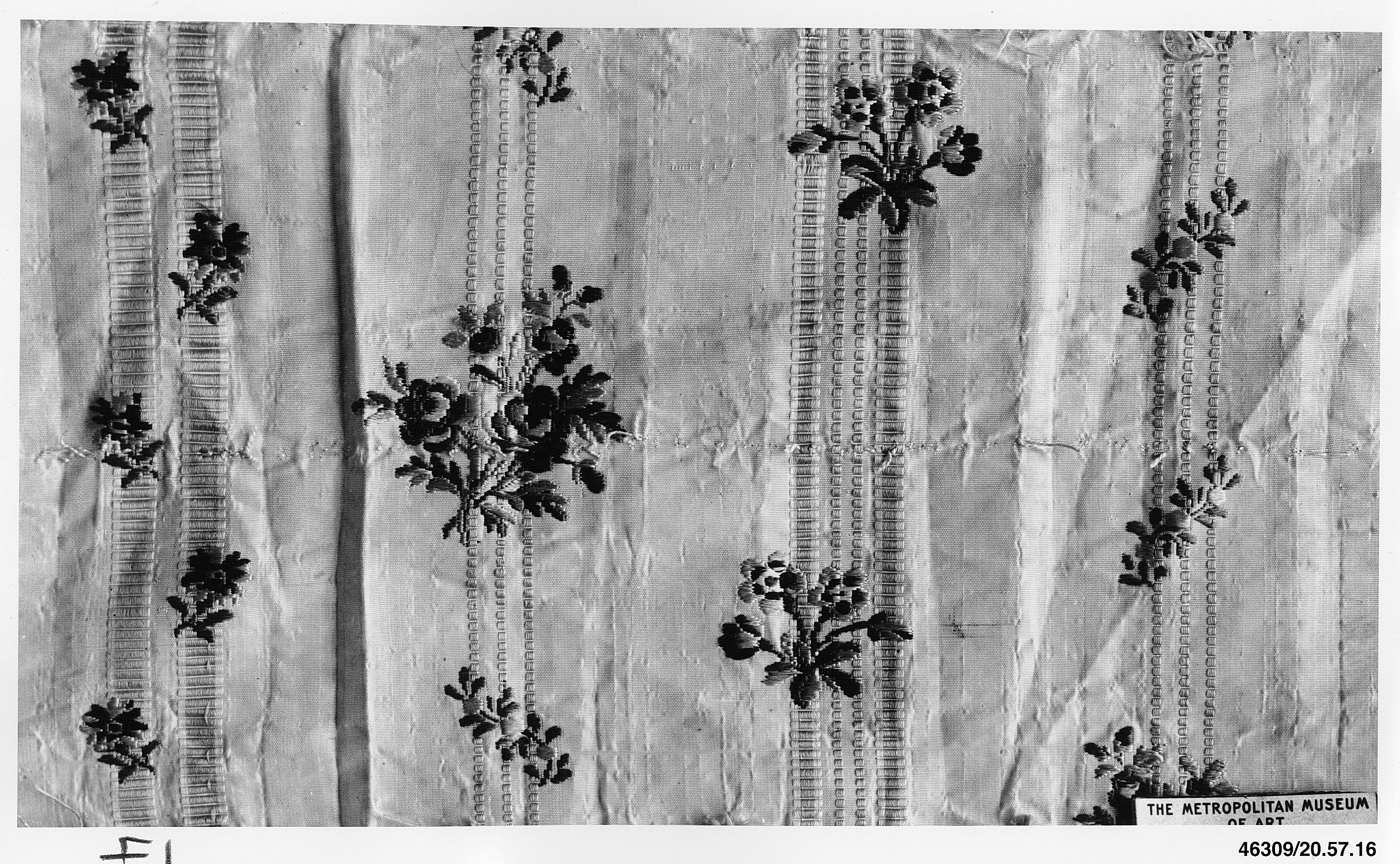 Antique Floral Embroidered Silk Textile