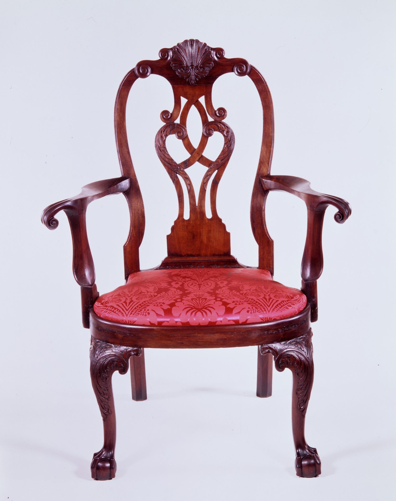 Antique Carved Mahogany Armchair