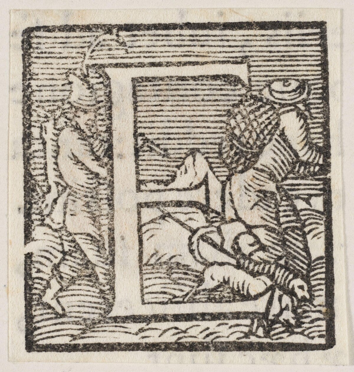 Decorative Woodcut Initial Letter E