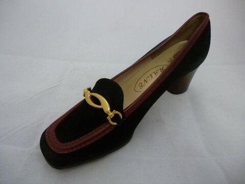 Vintage Black Block Heel Loafer