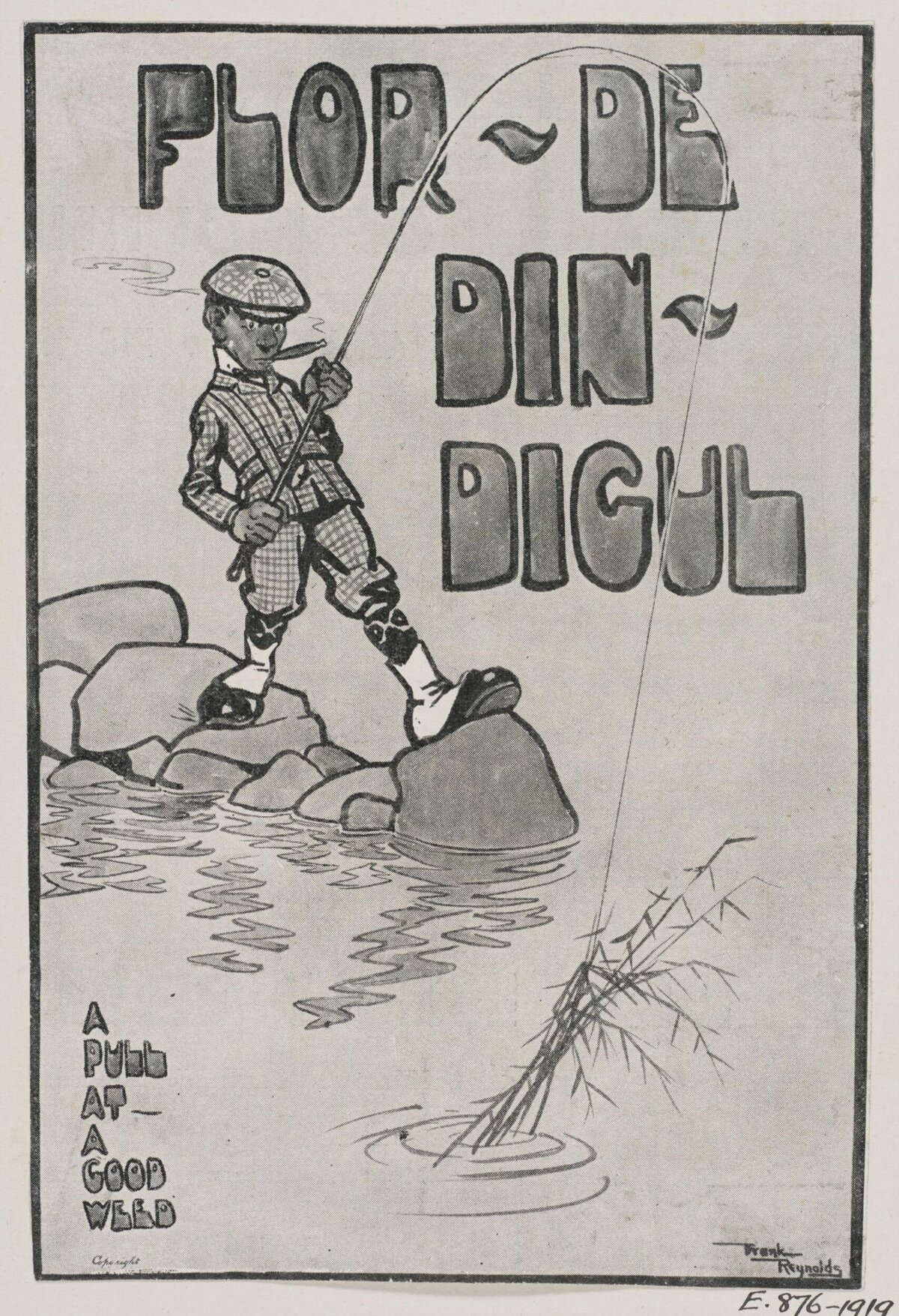Vintage Angler Fishing Cartoon Poster