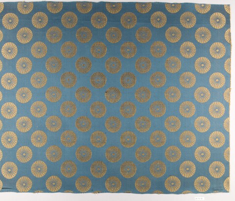 Blue and Gold Circular Patterned Textile