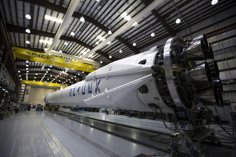 SpaceX Rocket in Assembly Hangar