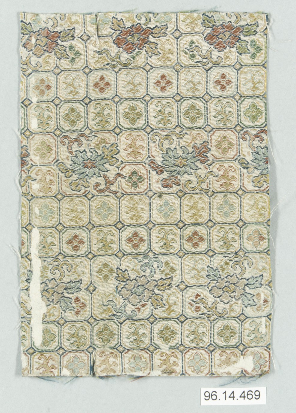 Antique Floral Woven Textile Fragment