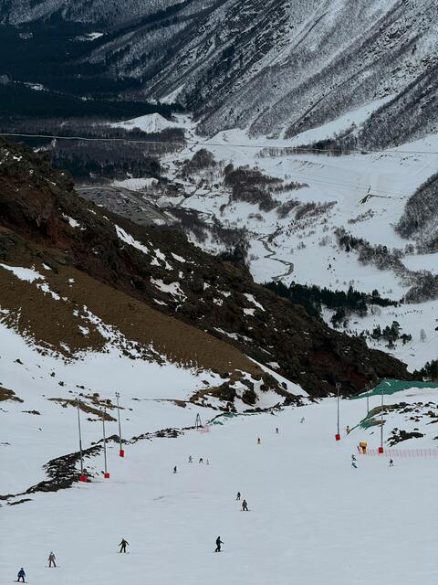 Ski Slope on Snowy Mountain