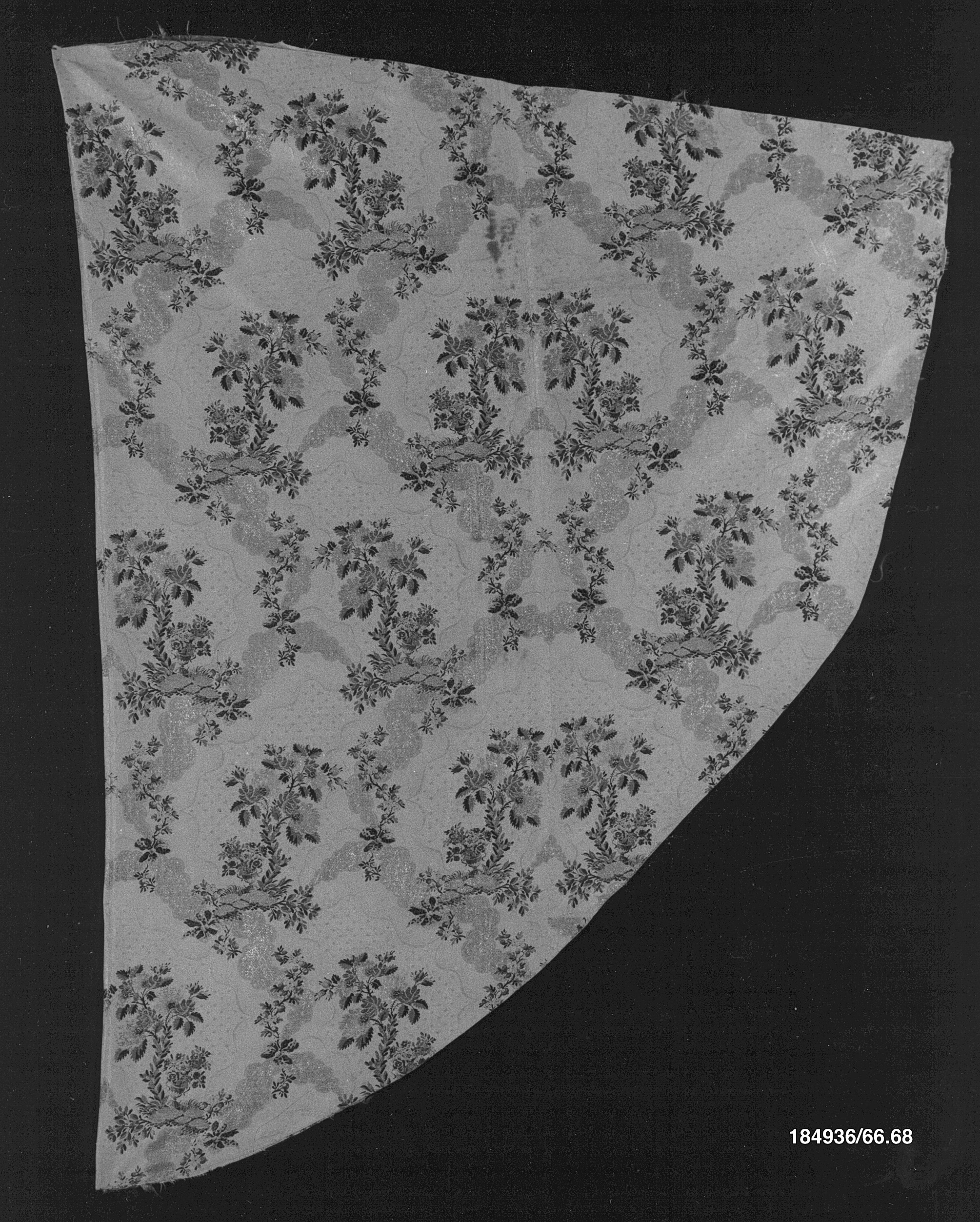 Vintage Floral Printed Fabric Fragment