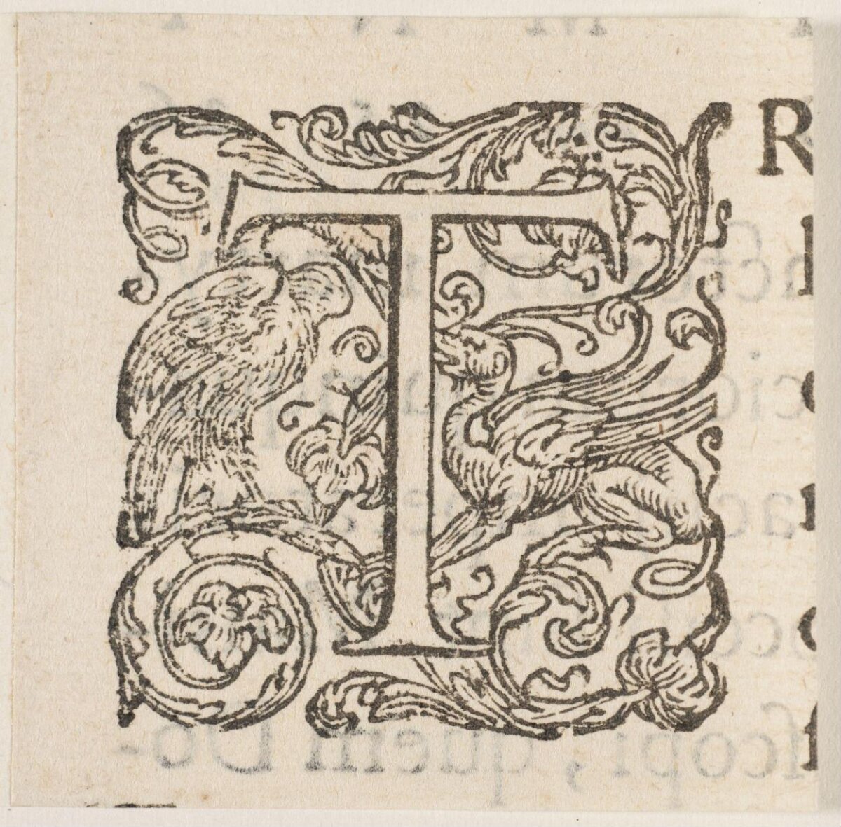 Ornate Woodcut Initial I