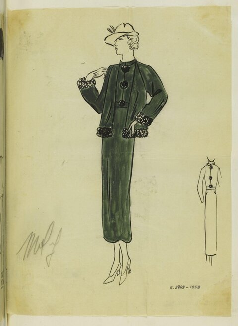 Vintage Women's Dress Fashion Sketch