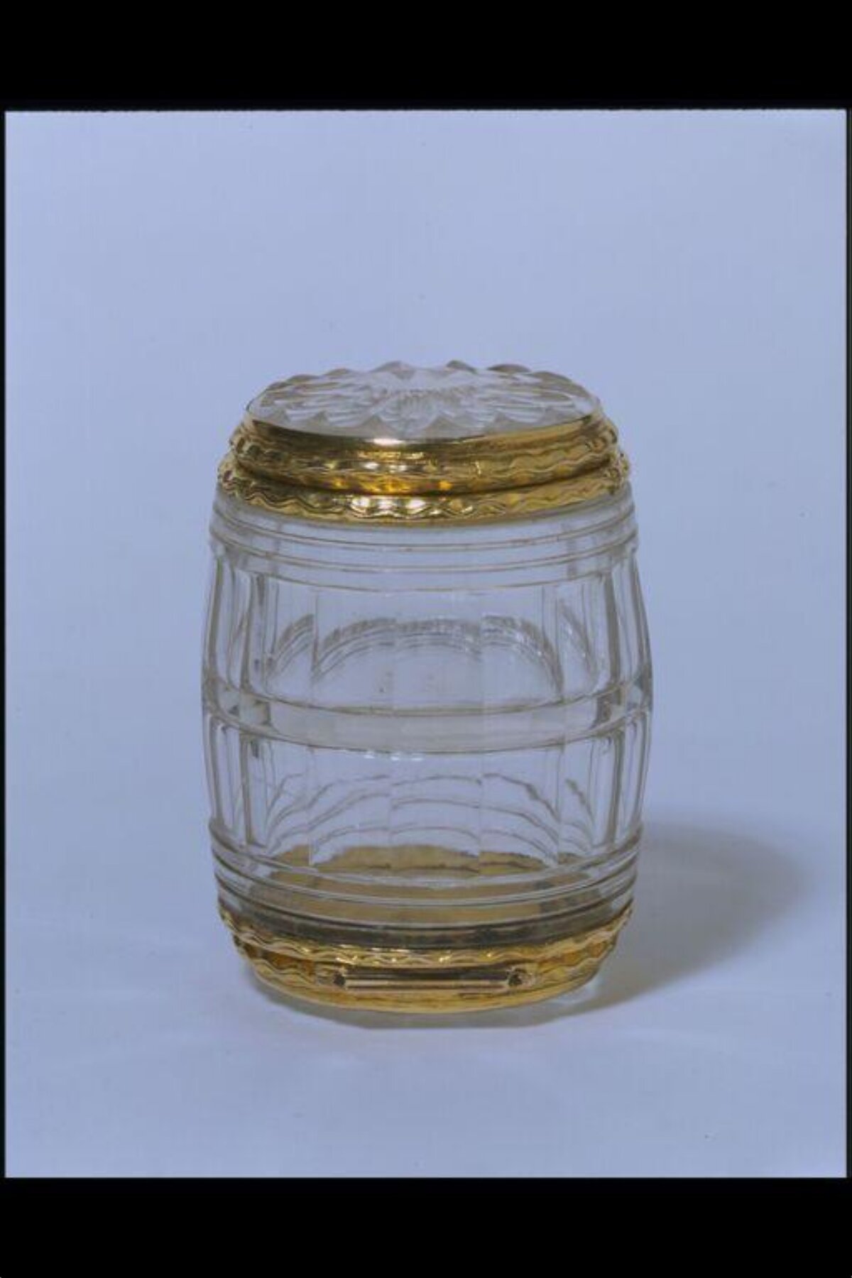 Gilded Cut Glass Barrel Jar