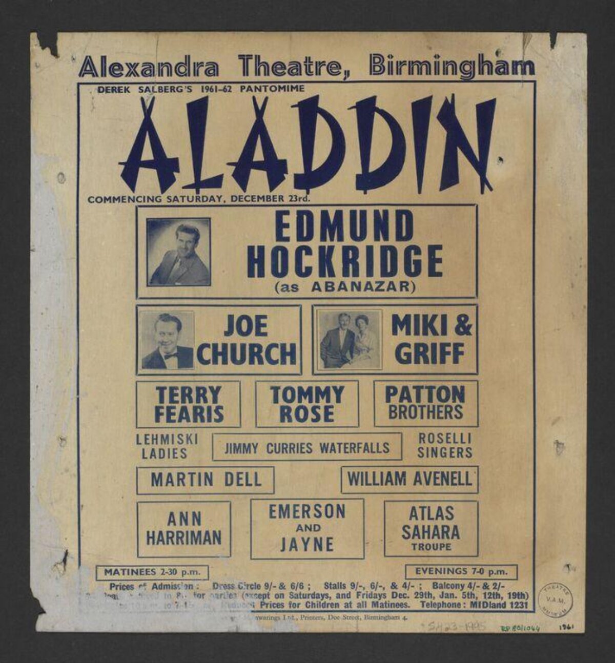 1961 Aladdin Pantomime Theatre Poster