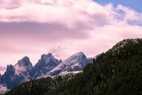 Pink Sky Over Snow-capped Mountains