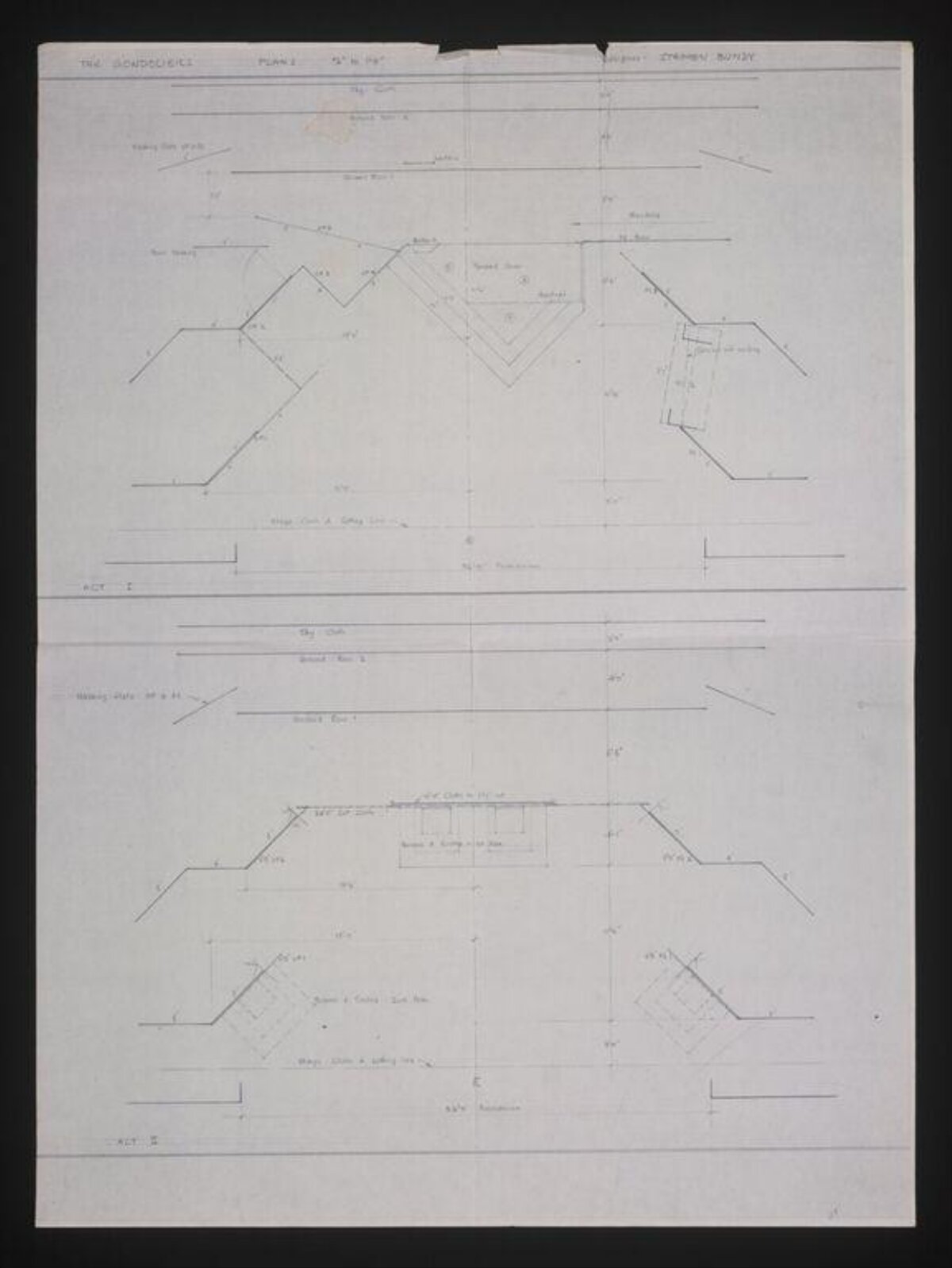 Vintage Hand-Drawn Theatre Stage Plan