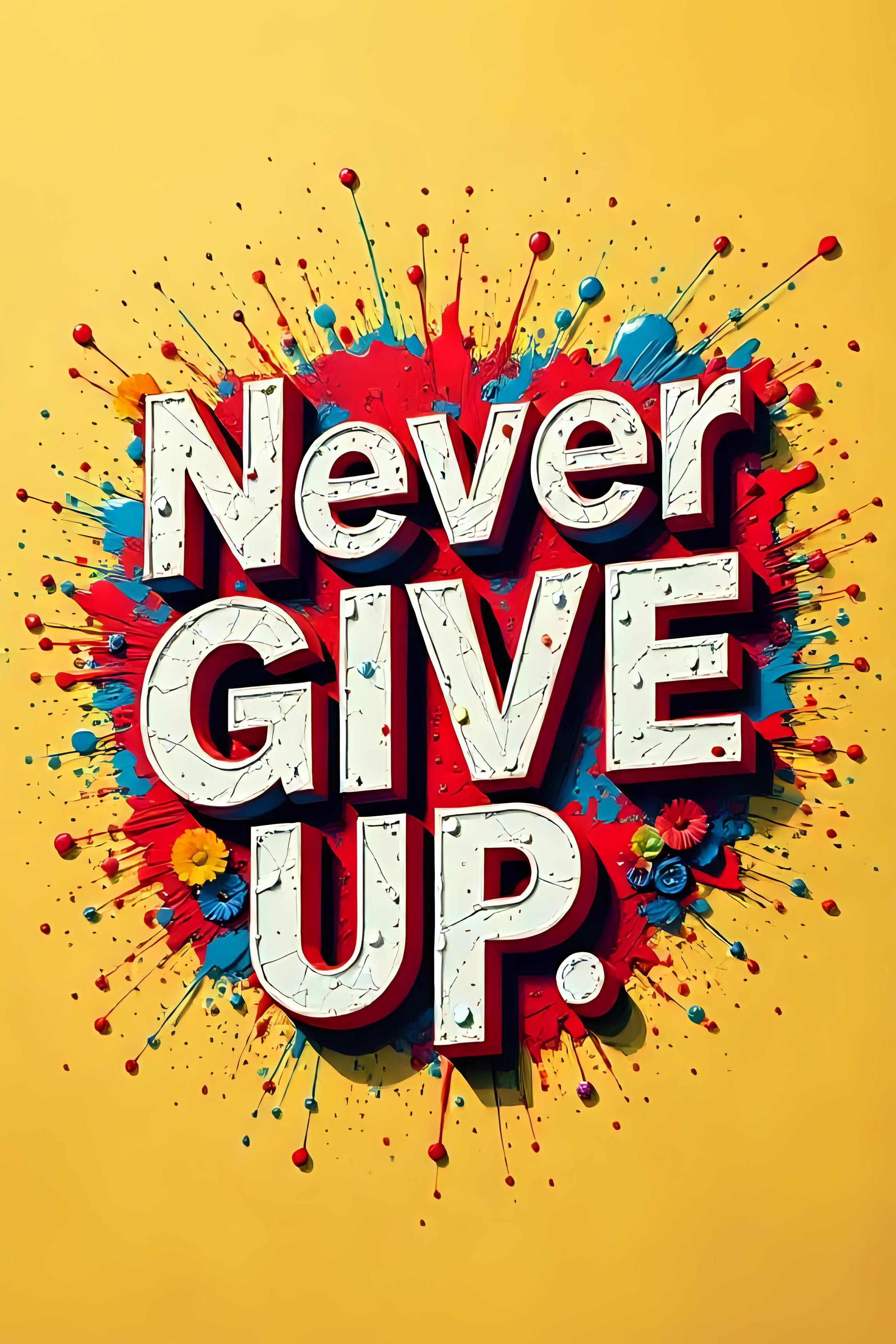 Never Give Up Motivational Art