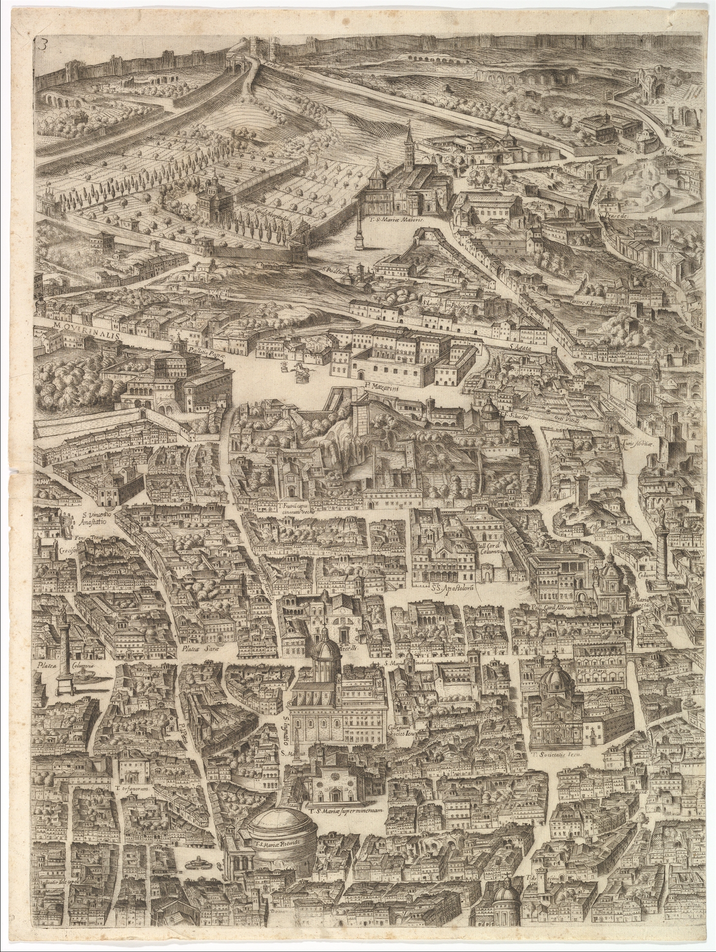 Antique Copperplate Map of Rome