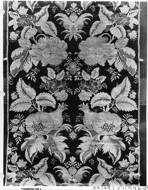 Antique Floral Woven Textile Fragment