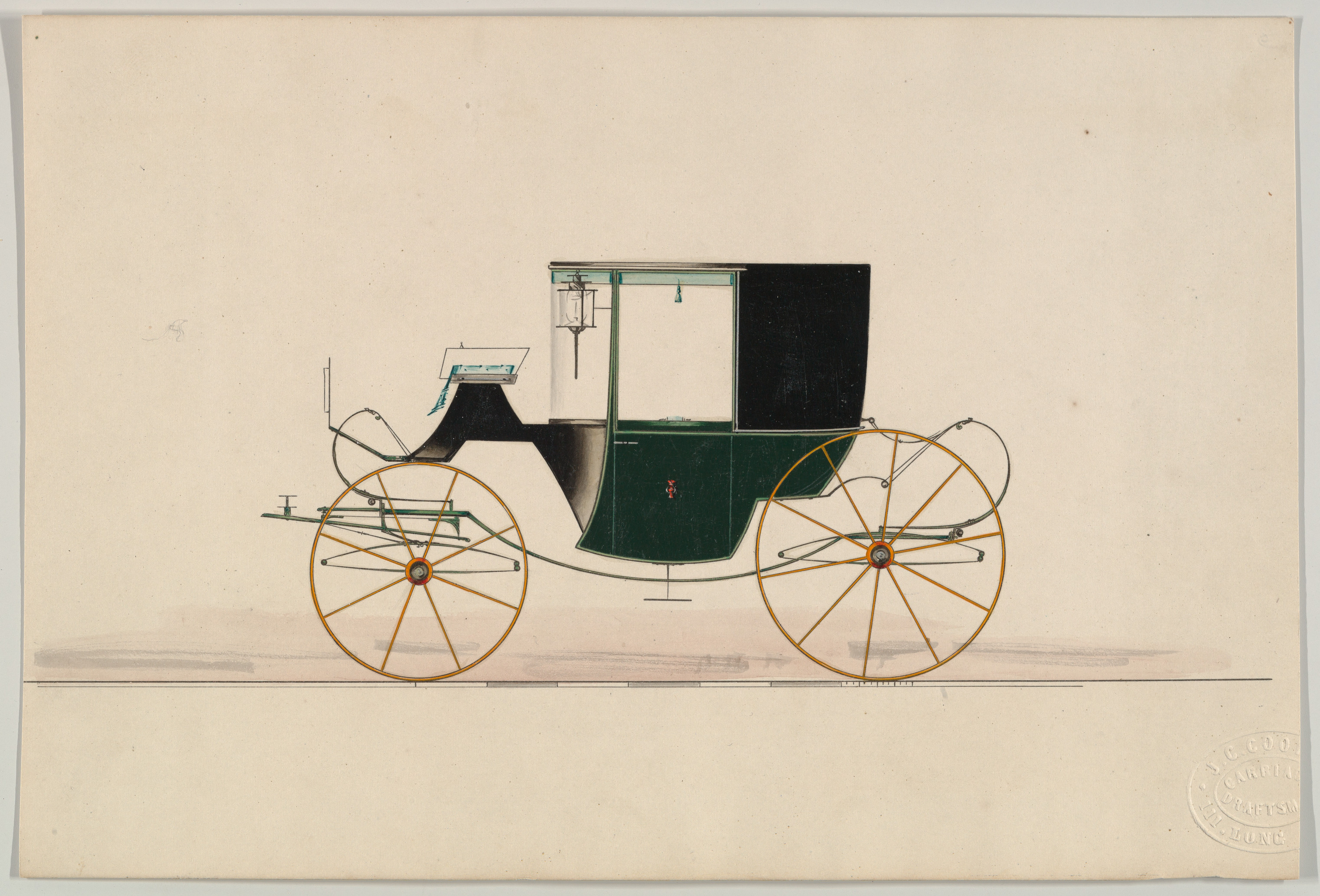 Vintage Horse Carriage Design Drawing
