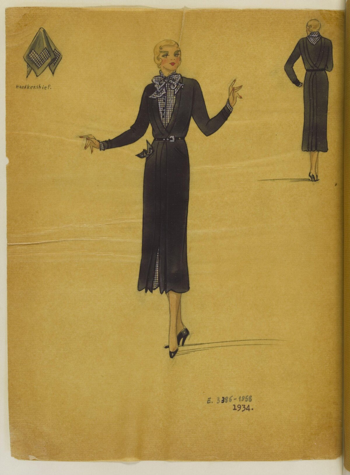 1934 Women's Dress Fashion Sketch