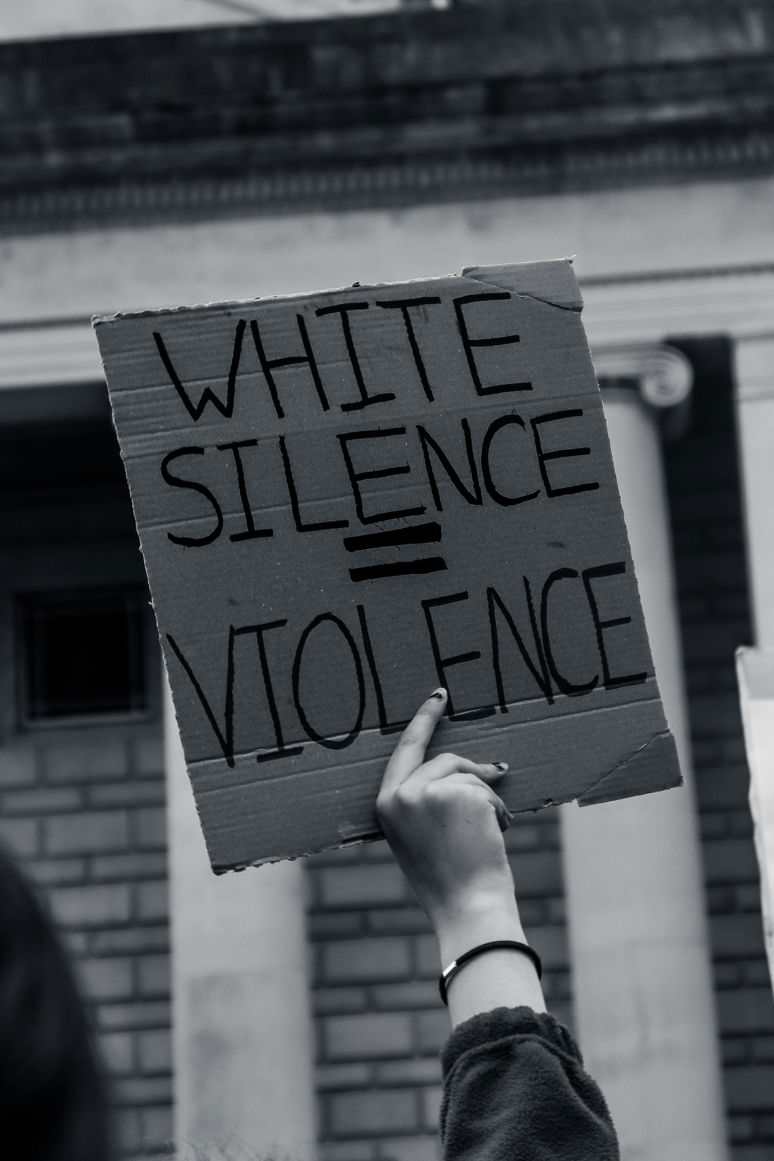 Protest Sign White Silence Equals Violence