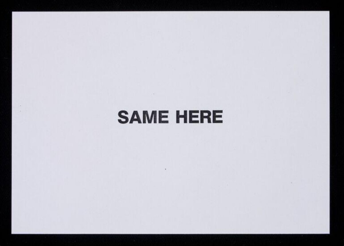 White Card With Same Here Text