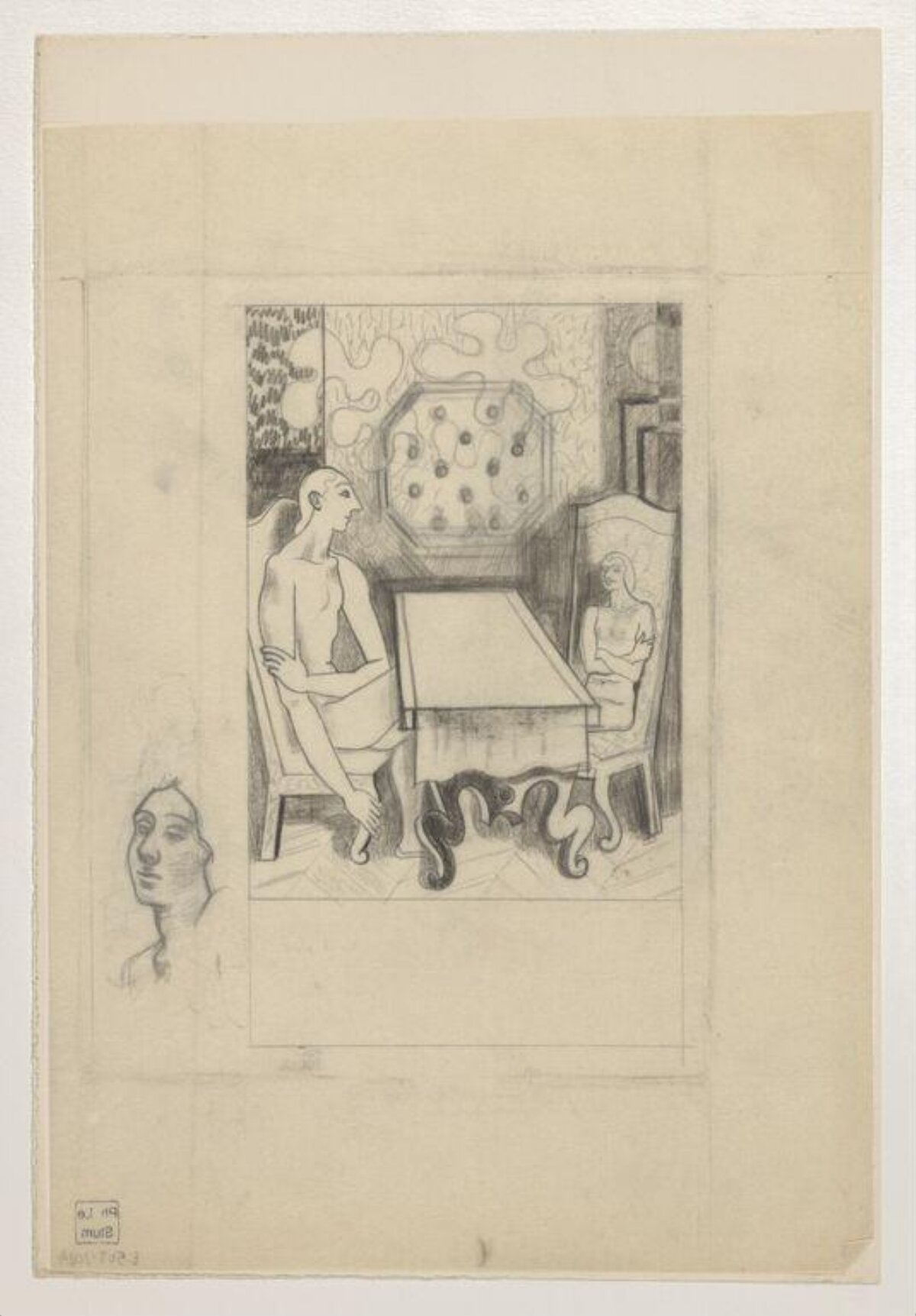 Pencil Sketch of Interior Two Figures