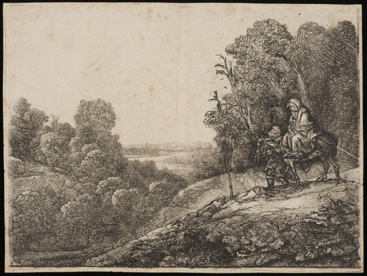 Flight into Egypt Landscape Drawing