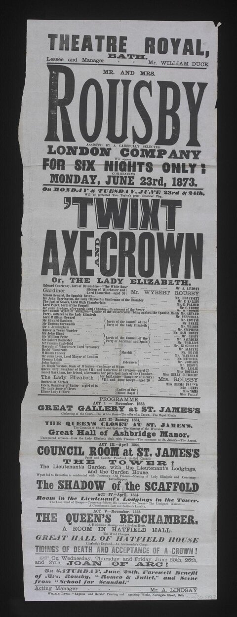 1873 Theatre Royal Bath Playbill