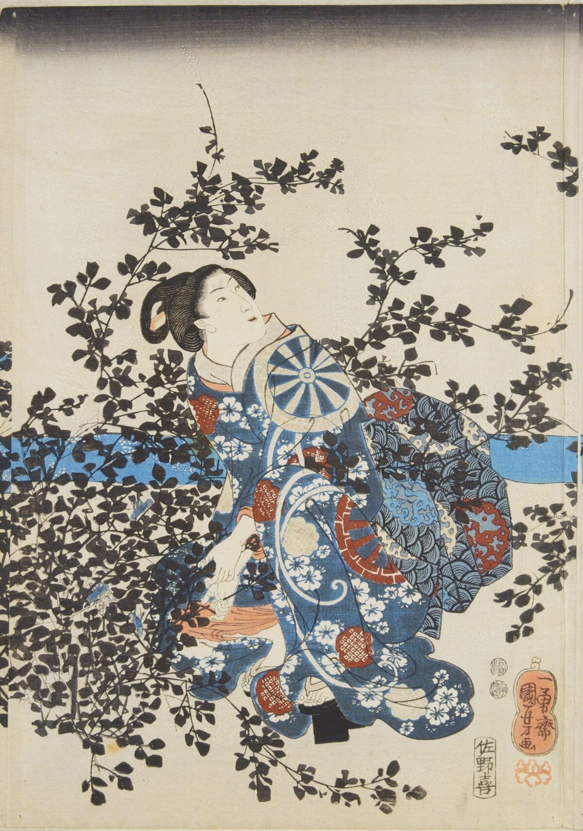 Ukiyo-e Beauty Among Dark Branches