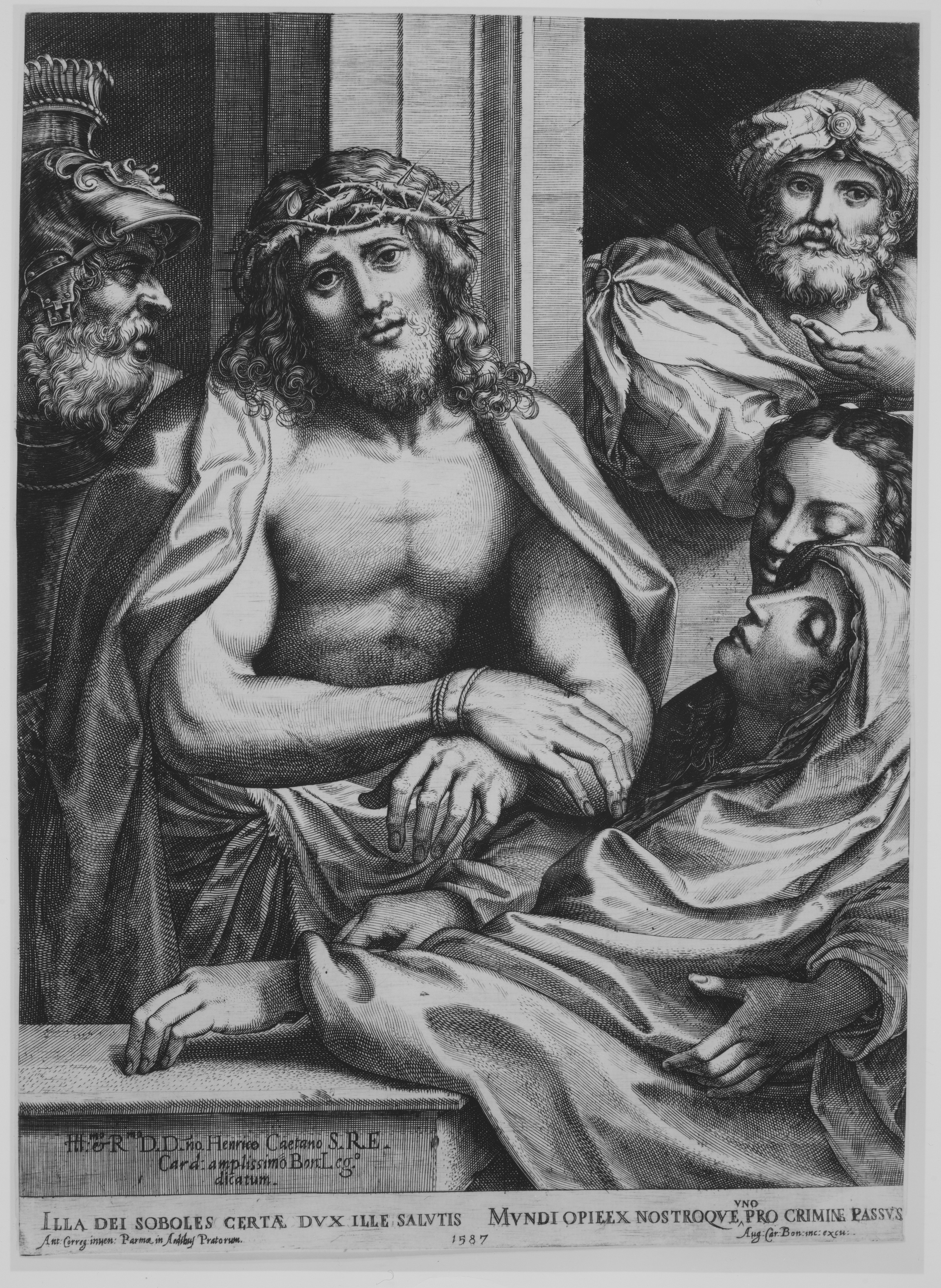1587 Engraving of Christ with Crown of Thorns