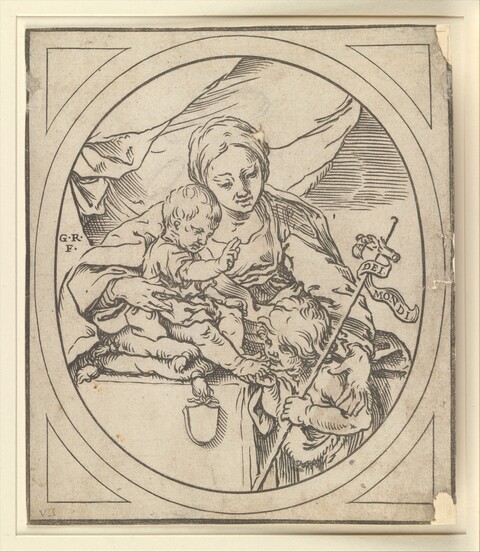 Woodcut of Madonna and Two Infants