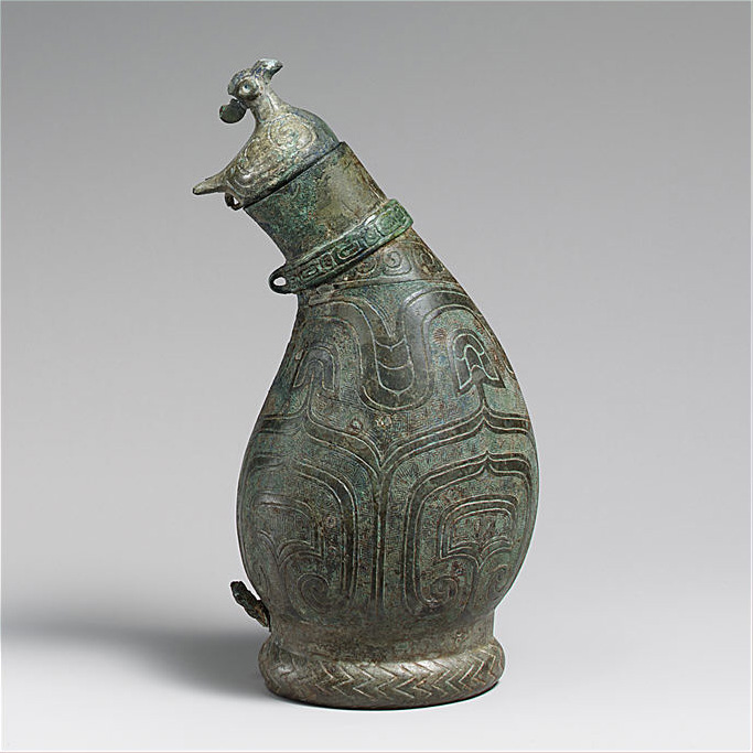 Ancient Bronze Bird-lid Pot