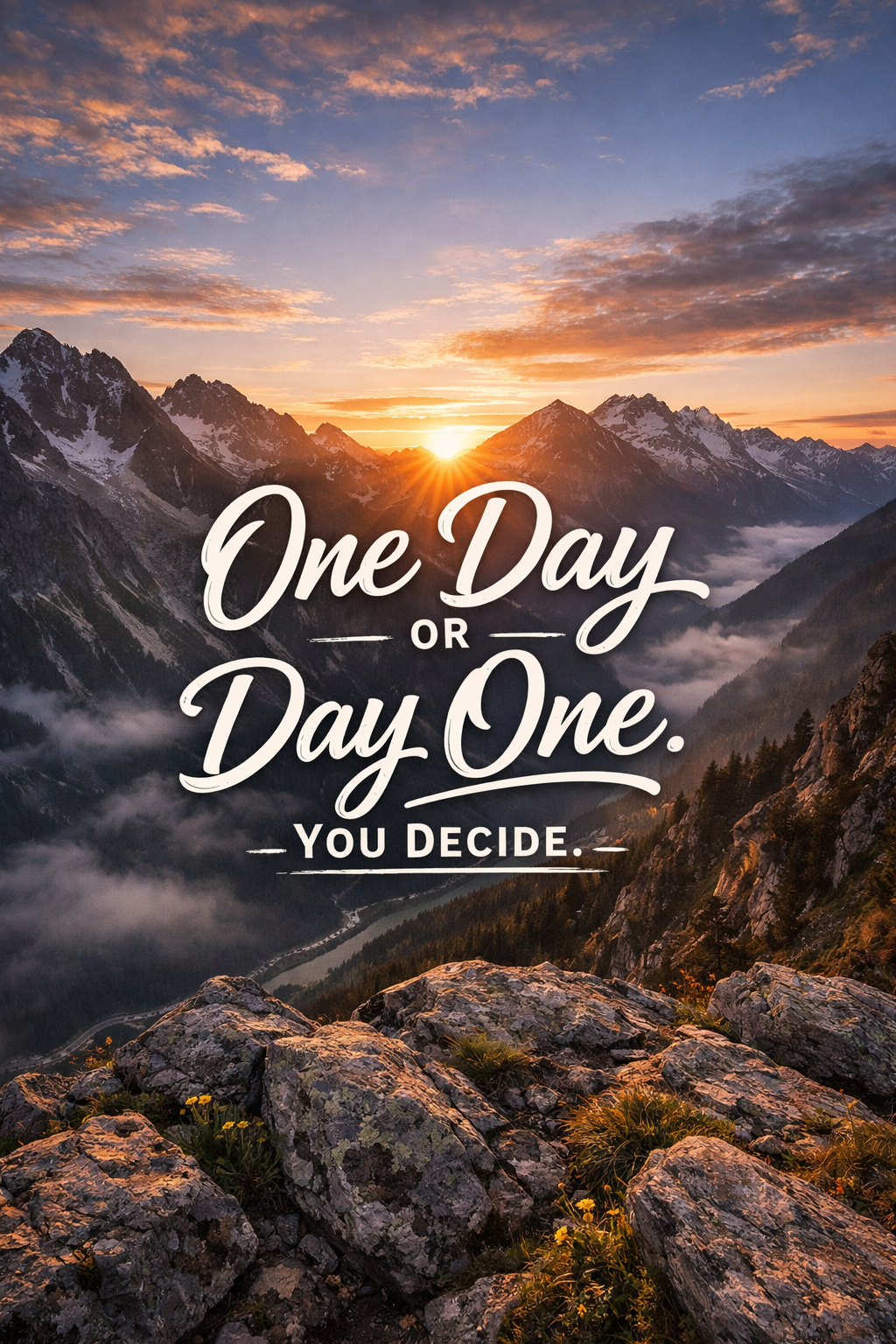 Mountain Sunrise With Motivational Quote