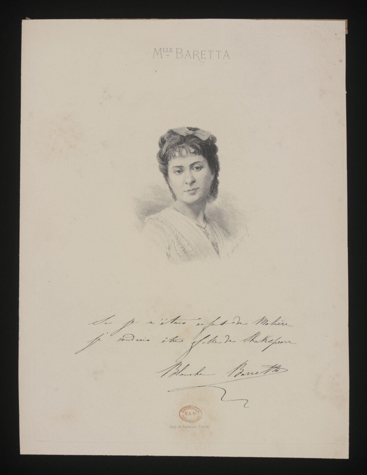 Portrait of Mlle Baretta