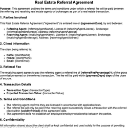 Real Estate Referral Agreement