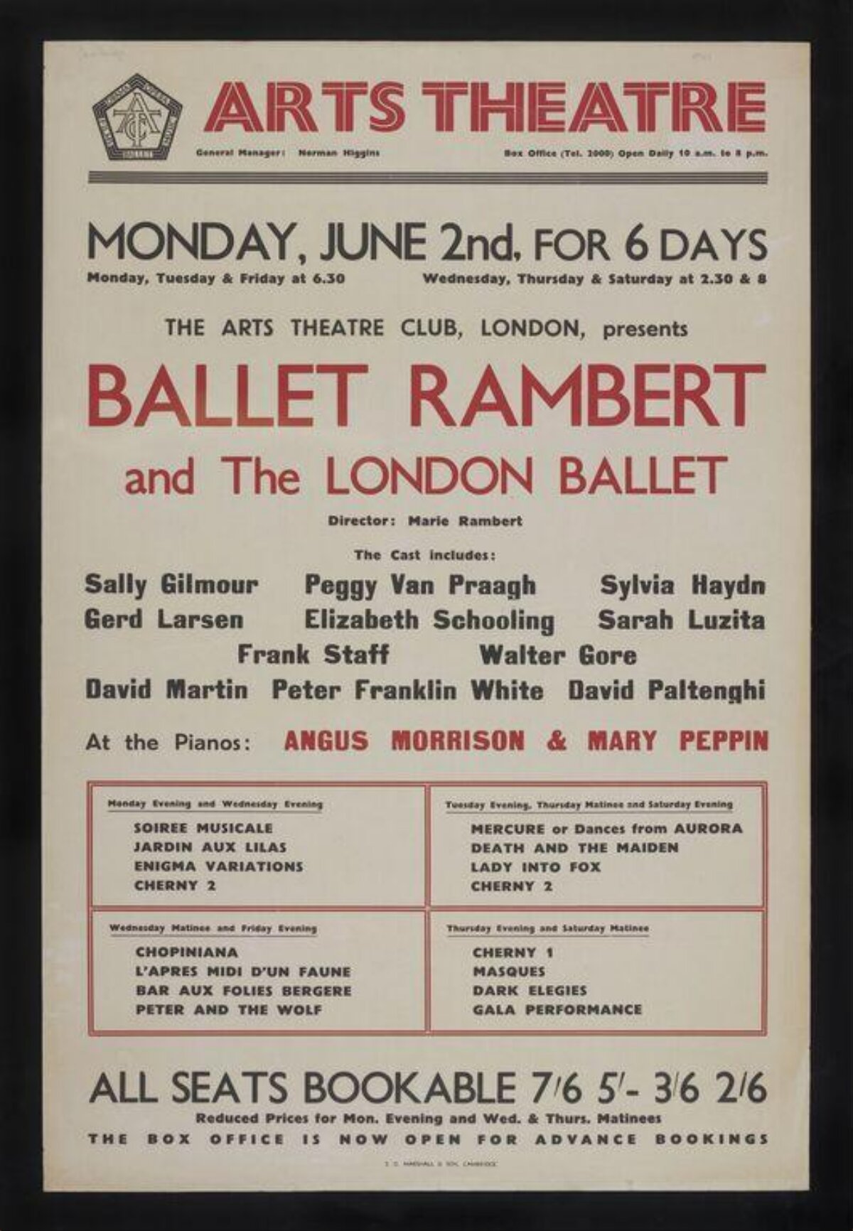 Ballet Rambert Arts Theatre Performance Poster