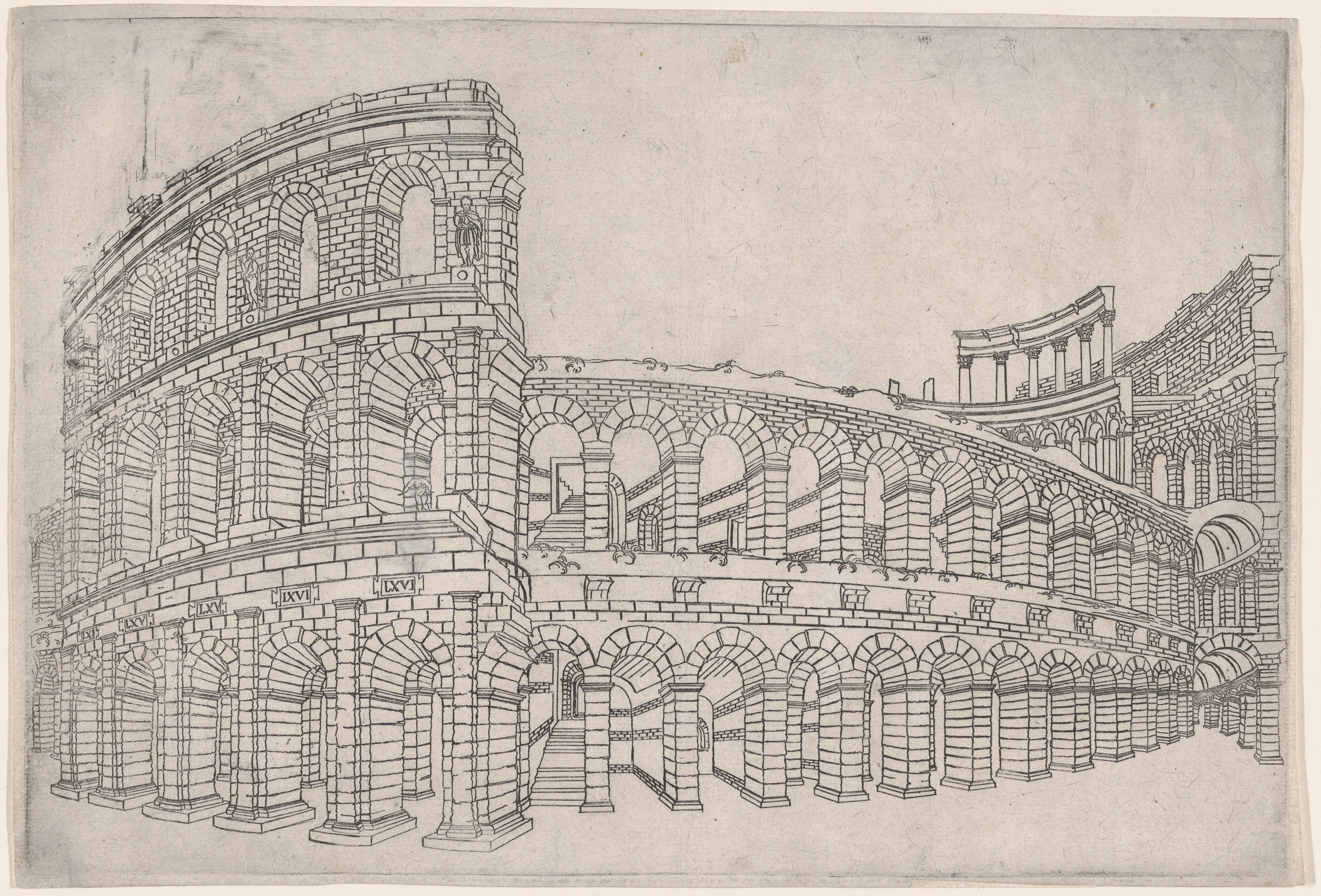 Line Drawing of Roman Colosseum