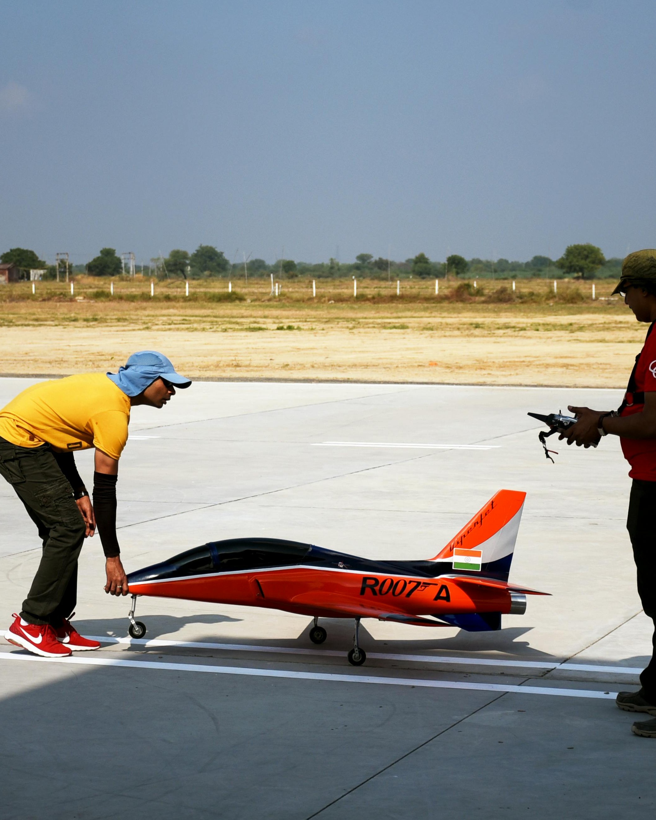 Indian RC Model Jet Preparing for Flight