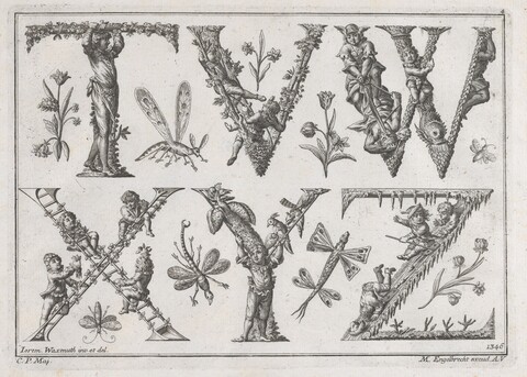 Antique Engraved Decorative Alphabet Letters